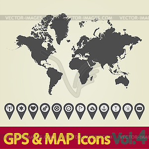 Карта мира значок - клипарт в формате EPS