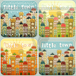 Little Town Seasons Set - vector image