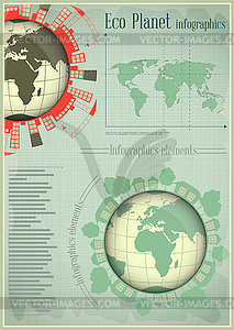 Infographics Planet Earth and Construction - color vector clipart