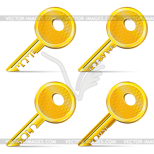 Набор золотых ключей - клипарт в векторном формате