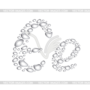 Water drops Alphabet Ee - vector image