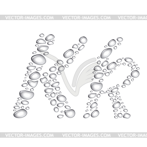 Water drops Alphabet Kk - vector image