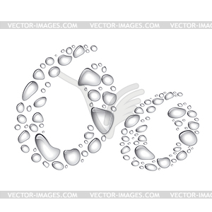 Water drops Alphabet Oo - white & black vector clipart