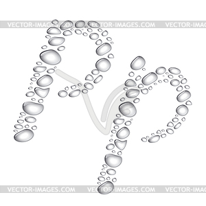 Water drops Alphabet Pp - vector image