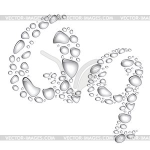 Water drops Alphabet Qq - vector clipart