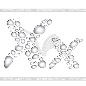 Water drops Alphabet Xx - white & black vector clipart