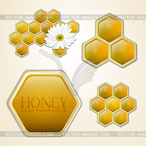 Honey combs design elements - vector image