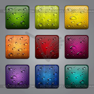Application buttons with water drops - vector clip art