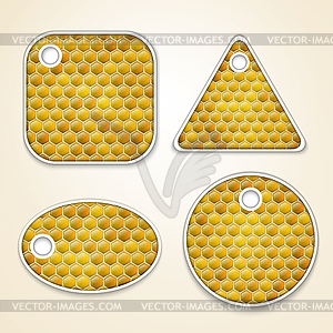 Honey combs labels - vector image