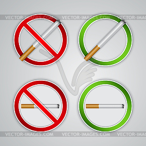 No smoking and Smoking area signs - vector clip art