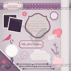 Scrapbooking Set: My Little Diary - vector clip art