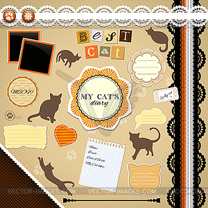 Скрапбукинг Set: My Cat `Дневник - иллюстрация в векторе