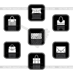 Набор из черных значков с сумками - клипарт в векторном формате