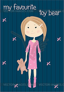 Hand drawn little girl - royalty-free vector clipart