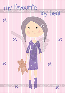 Hand drawn little girl - vector image