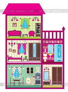 House for the girl in a cut - vector clip art