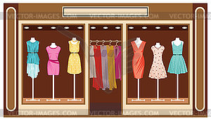 Boutique. Women`s clothing shop - vector clip art