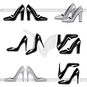 Set of icons of women's shoes - vector clip art