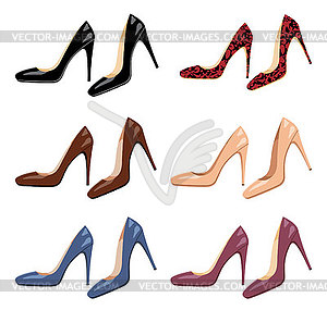 Female shoes set - vector clip art