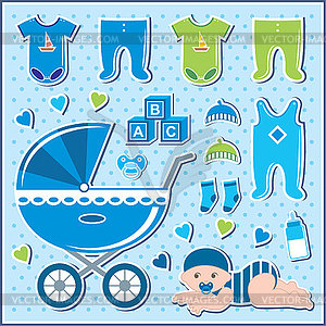 Set of baby boy icons - vector clip art