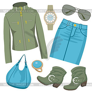 Fashion set with skirt and a jacket - vector clipart