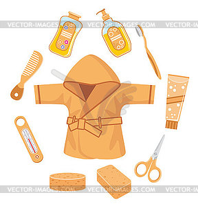 Set of  things for bathing - vector clipart