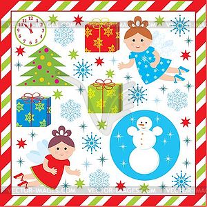 Scrapbook elements with with christmas and - vector clipart / vector image