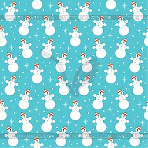 Seamless snowmans pattern - vector image