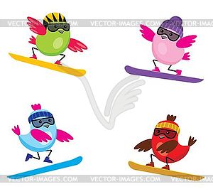 Birds on snouborde - vector image