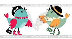 Fashionable birdies - vector clipart