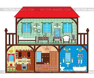 House in cut - color vector clipart