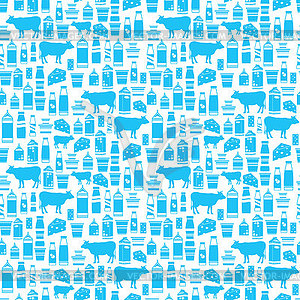 Seamless dairy products pattern - vector image
