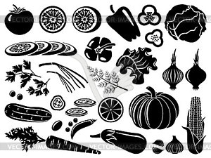 Set of icons of vegetables - vector clip art