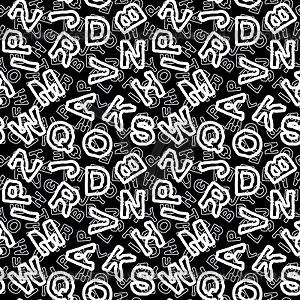 Pattern - бесшовные белые буквы на черном фоне - векторный рисунок