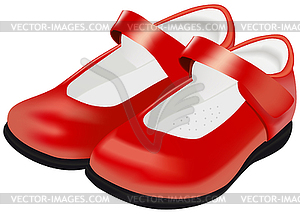 Woman`s red shoes for child - color vector clipart