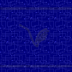 Seamless pattern - electronic blue circuit board - vector image