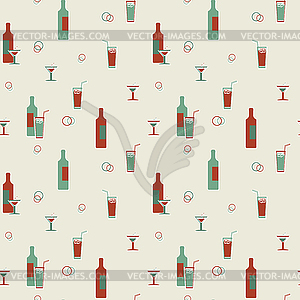 Alcoholic beverages seamless vintage pattern - vector image