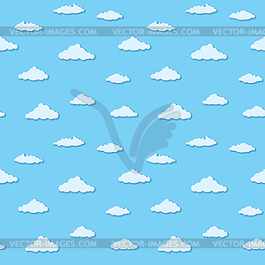 Seamless pattern - clouds on blue sky - vector clipart