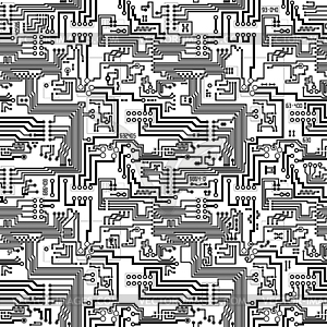 Circuit board seamless technological pattern - vector clip art
