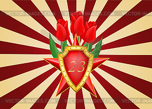 Открытка с русским флагом, связанные по 23 февраля - изображение в векторе / векторный клипарт