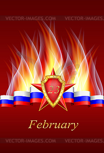 Greeting card with Russian flag, related to 23 February - vector clipart