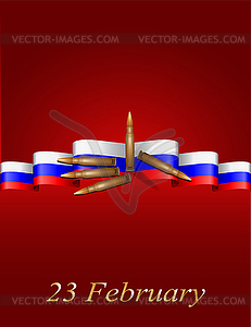 Grußkarte mit russischer Flagge, bezogen auf 23. Februar - Vector-Abbildung