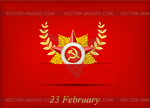 Greeting card with congratulation to 23 february - vector clipart