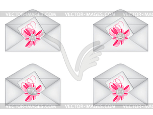 Set of decorative Saint Valentine's envelopes - vector clipart / vector image