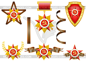 Set of military objects - stock vector clipart