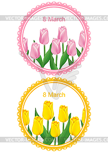 Открытка с тюльпанами к 8 марта