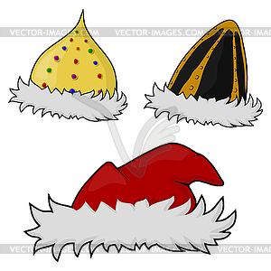 Set of images of hats with fur - vector clipart