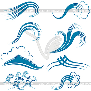 Set of wave symbols. - vector image