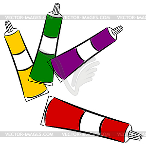 Cartoon tubes of paint. - vector image