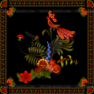 Petrikov painting. Vintage floral ornament on - vector clipart